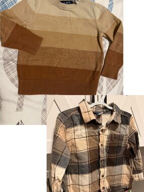 Place Neutral Knit Crewneck Sweater in Beige and Tan
